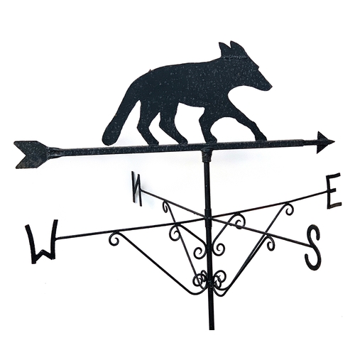 176 - A large wrought iron weathervane, with fox finial, 142cm wide, 135cm high