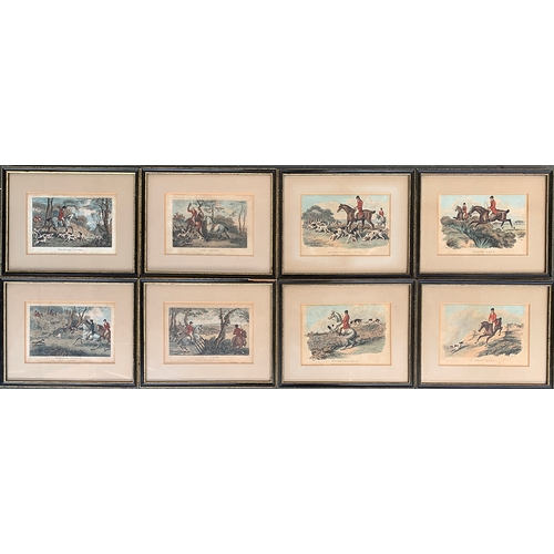 258 - Cook after Howitt, a set of eight 19th century colour engravings of fox hunting scenes, approx. 11.5... 