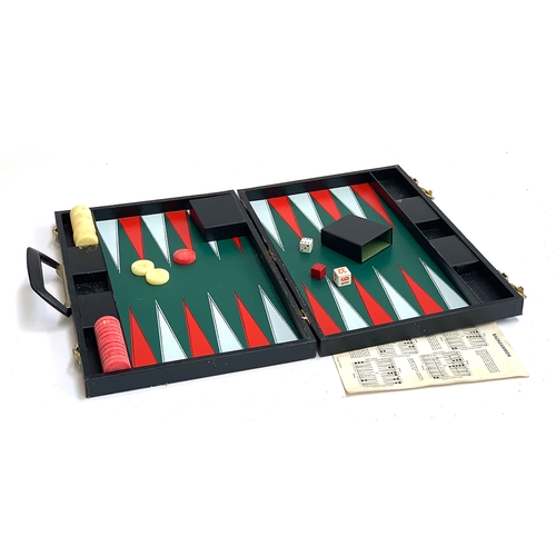 1322 - A modern Swedish leather clad backgammon board