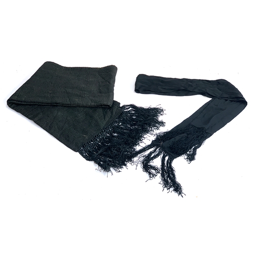 763 - A pair of early 20th century black silk scarves