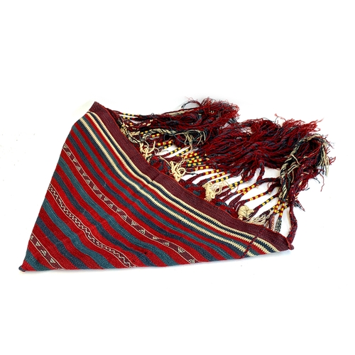 1159 - A Kurdish jajim flatweave baby carrying pouch, 58cmW (excluding tassels)