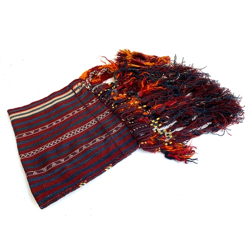 1160 - A further Kurdish jajim flatweave baby carrying pouch, 48cmW (excluding tassels)