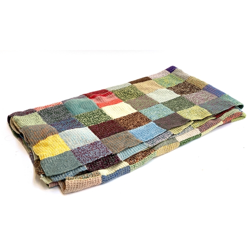 1161 - A large handmade knitted patchwork throw, approx. 200x200cm