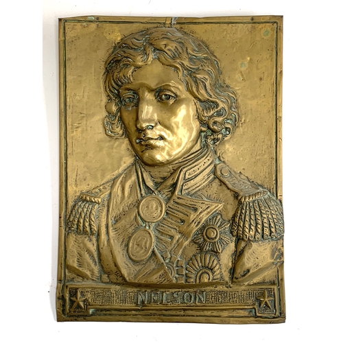 711 - A pressed brass plaque of Nelson, 41x30cm