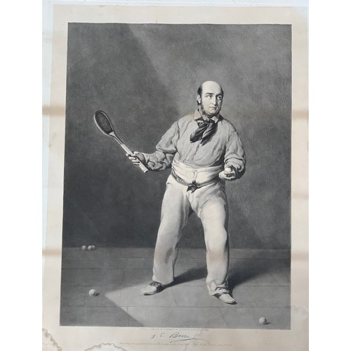 571 - William Bromley. J. Edmond Barre: The Greatest 19th Century Court Tennis Player. Mezzotint engraving... 