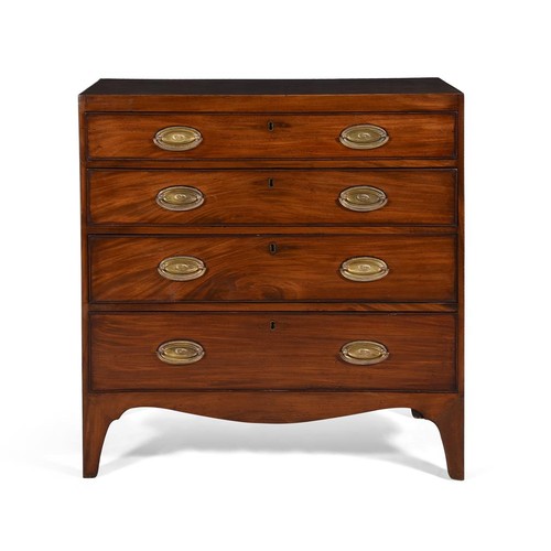 577 - A Regency mahogany chest of drawers, c.1815, the boxwood and ebony strung rectangular top above four... 