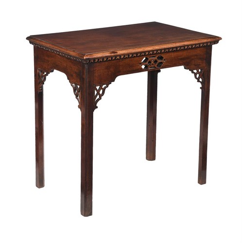 608 - A George III mahogany side table, late 18th century, 77.5cm wide, 48.5cm deep, 76cm high