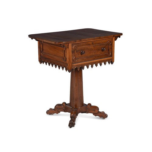 643 - A Victorian rosewood and mahogany work table, with  frieze drawer opposing a false drawer front, 72.... 