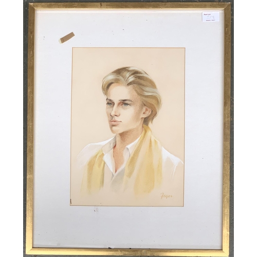 587 - A 20th century pastel and chalk portrait of an elegant man, 35x25cm