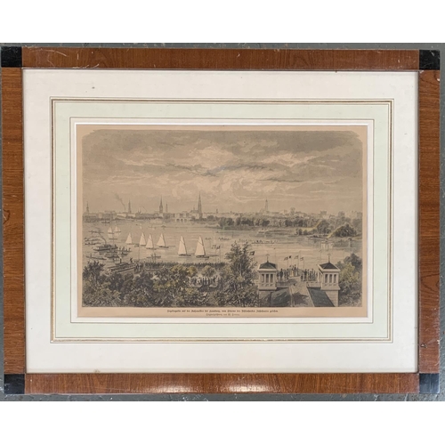 617 - 19th century print of a regatta in Hamburg, 27.5x42cm