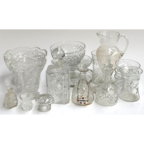 109 - A mixed lot of cut and other glassware, to include a small pair of Edinburgh Crystal decanters, 17cm... 