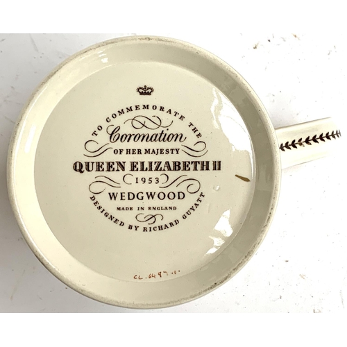 120 - A Wedgwood mug commemorating the 1953 Coronation of Queen Elizabeth II, 'God Save the Queen', design... 