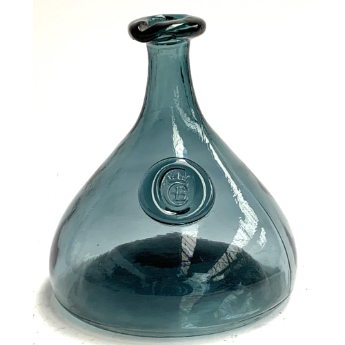 128 - A Holmegaard blue glass 'Cherry Elsinore' carafe, 23cmH