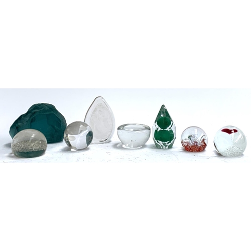 137 - A collection of eight glass paperweights, to include two Caithness, 'Red Mini Moonflower' and 'Sweet... 