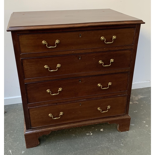 925 - A 20th century mahogany glazed bookcase on a chest of four graduating drawers and bracket feet, 73cm... 