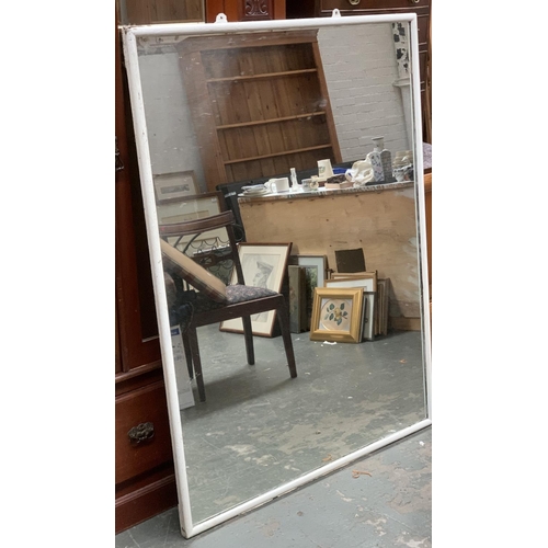 913 - A very large shop display mirror, white painted frame, 153x112cm