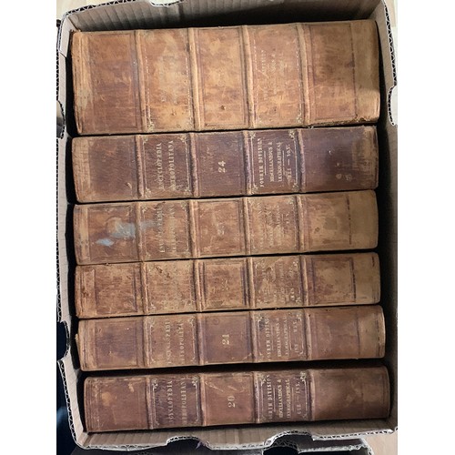 356 - Encyclopedia Metropolitana, London 1845, three quarter leather, comprising vols. 1-25, plus three vo... 