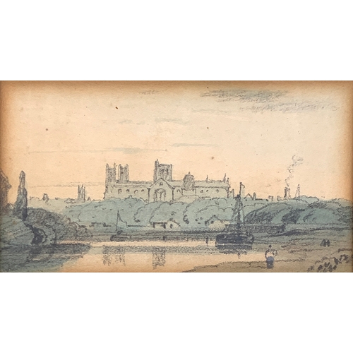 328 - John Varley (1778-1842), watercolour, 'View of Yorkminster', 6x11cm