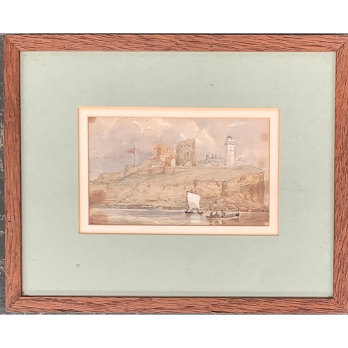 329 - John Wilson Carmichael (1799-1868), watercolour on paper, 'Tynemouth Priory', 8.5x14.5cm