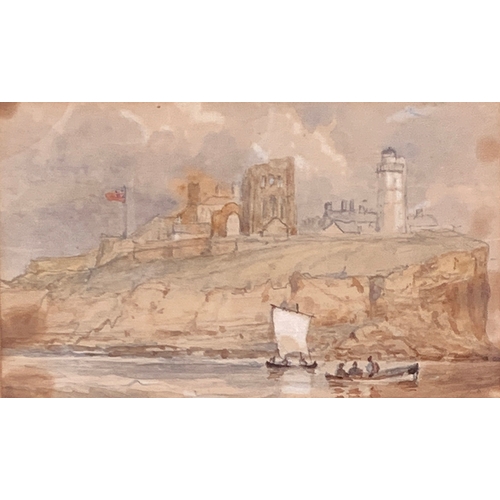 329 - John Wilson Carmichael (1799-1868), watercolour on paper, 'Tynemouth Priory', 8.5x14.5cm