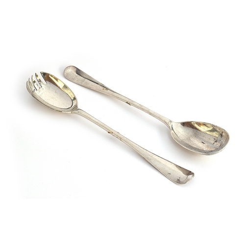 59 - A pair of Hanoverian pattern salad tossers by Josiah Williams & Co, London 1905, 26cm long, 8.5ozt