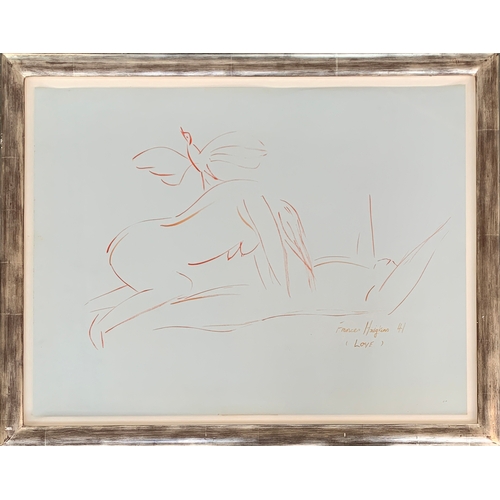 468 - Manner of Frances Mary Hodgkins (1869-1947), 'Love', watercolour drawing on blue paper, signed title... 