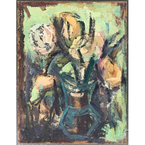 381 - Julia Parkinson-Worswick (1913-1976), still life of flowers in a vase, oil on board, 43x33cm