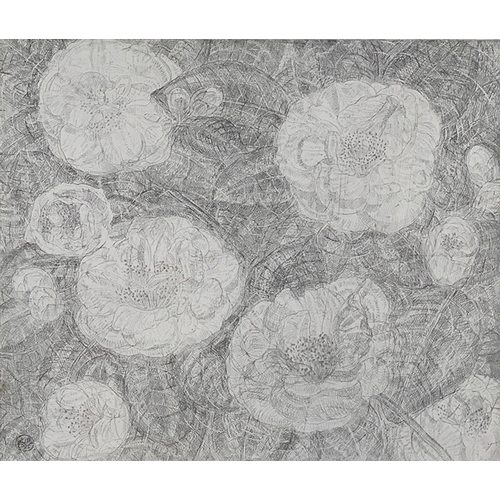 456 - Leonard McComb RA (1930-2018) , 'Camelias' 2010, etching, 35x42cm