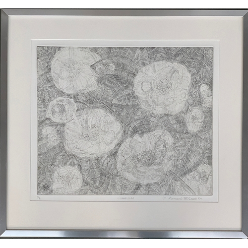 456 - Leonard McComb RA (1930-2018) , 'Camelias' 2010, etching, 35x42cm