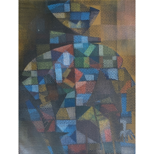 403 - 20th century, geometric figure, oil on canvas, 89x68cm

Provenance: part of the contents of Stepleto... 