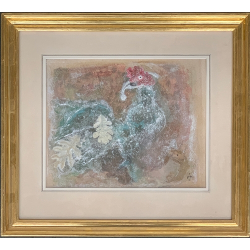 458 - Paul Dufau (1897-1989), mixed media study of a cockerel, signed and dated 66 lower right, 27.5x34cm