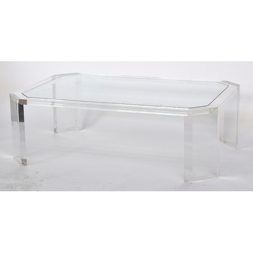 721 - Attributed to Alessandro Fabrizzi, a 1970s lucite clear acrylic coffee table with glass inset top, 1... 