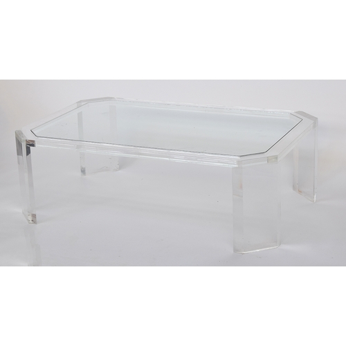 721 - Attributed to Alessandro Fabrizzi, a 1970s lucite clear acrylic coffee table with glass inset top, 1... 