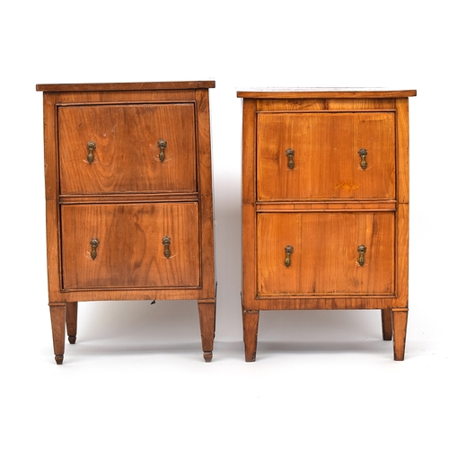 582 - A pair of Italian pot cupboards, modified to two drawers, on square tapered feet, 49cm wide, 38.5cm ... 