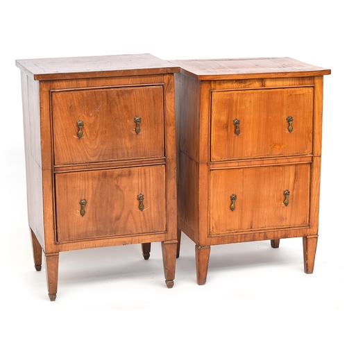 582 - A pair of Italian pot cupboards, modified to two drawers, on square tapered feet, 49cm wide, 38.5cm ... 