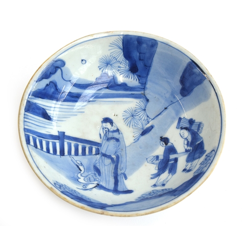 196 - A Chinese Kangxi style blue and white dish, six character mark that reads along the lines of 'Precio... 