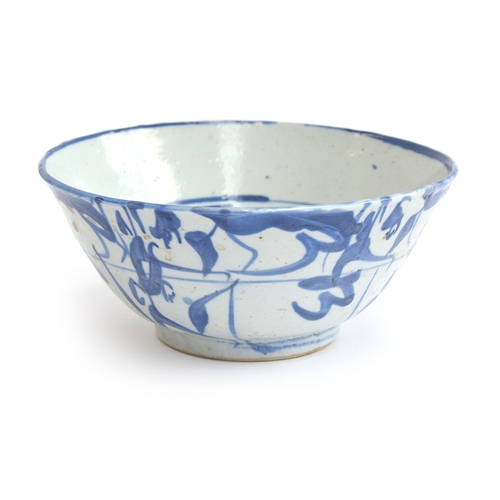 197 - A Chinese blue and white bowl with abstract patterns, four character marks to base 'Jingde Guyao' (a... 