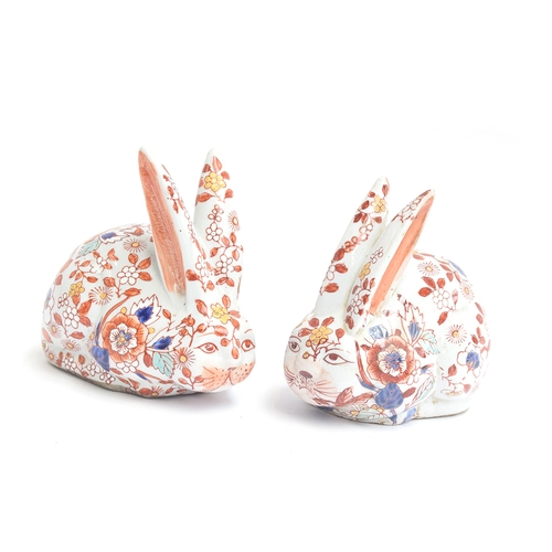 191 - A pair of early 20th century Chinese imari style rabbit figurines by YaYou Zhen Cang, each marked to... 