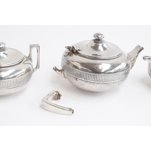 104 - A three piece .925 silver tea set by Tiffany & Co, 550 Broadway, of compressed oval form, the teapot... 