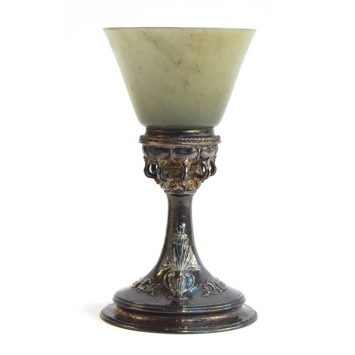115 - An early 20th century Arts & Crafts silver and jade goblet by Omar Ramsden and Alwyn Carr, London 19... 