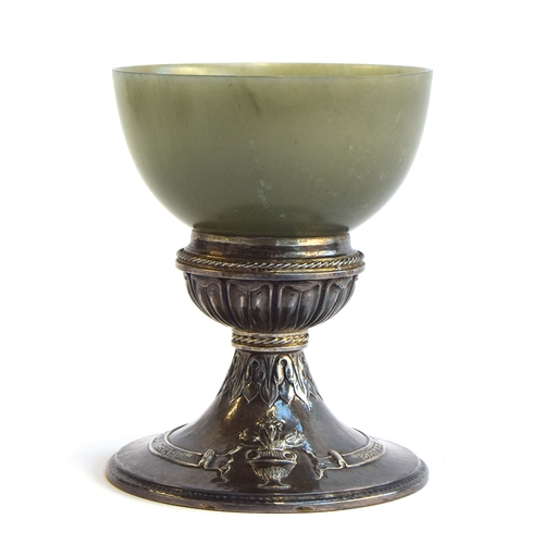 116 - An early 20th century Arts & Crafts silver and jade goblet by Omar Ramsden and Alwyn Carr, London 19... 