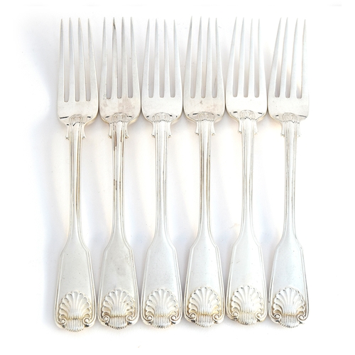 79 - A lot of six Victorian King's pattern dessert forks, five by Chawner & Co, London 1881, 12.1ozt