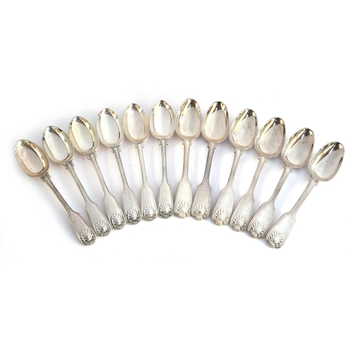 85 - Two sets of six Victorian King's pattern silver teaspoons, one set by Elizabeth & John Eaton, London... 