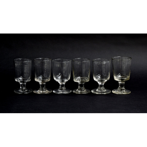 252 - A set of six small Georgian straight sided stemmed glasses, 10.5cm high