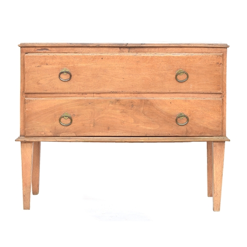 581 - An Italian walnut chest of two drawers, on square tapered legs, 94cm wide, 44cm deep, 76cm high

Pro... 