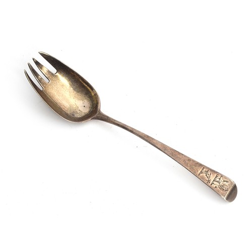 58 - A Georgian silver runcible spoon, hallmarked London, Richard Crossley, 1805, approx. 25g