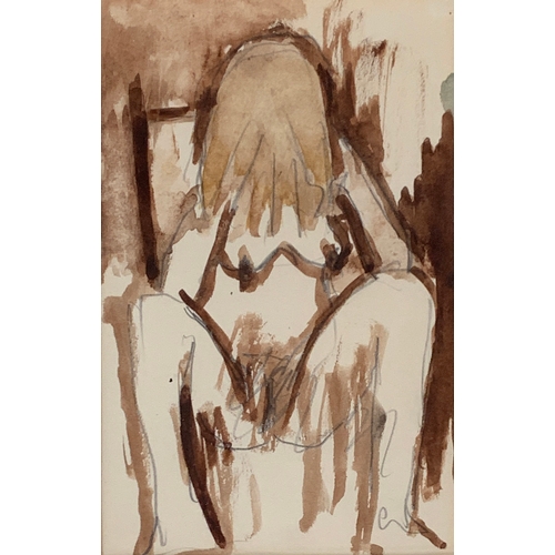 423 - Joseph Herman R.A. (British 1911-2000) Nude, sepia wash and pencil, 19cm x 12cm 

Provenance: Goldma... 