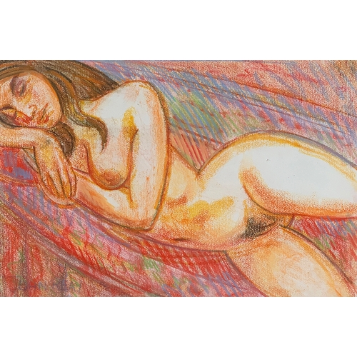 428 - John Reay (British 1947-2011) Reclining Nude,  signed 'John Reay' (lower left) pastel 37 x 55cm