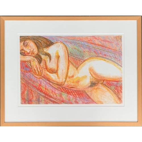 428 - John Reay (British 1947-2011) Reclining Nude,  signed 'John Reay' (lower left) pastel 37 x 55cm