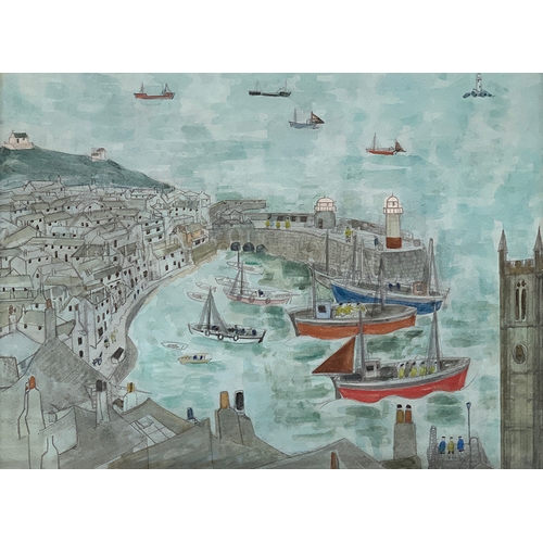 409 - Anne Harriet Sefton 'FISH' (1890-1965) Harbour Scene, pencil and watercolour on paper, 29x39cm

Prov... 